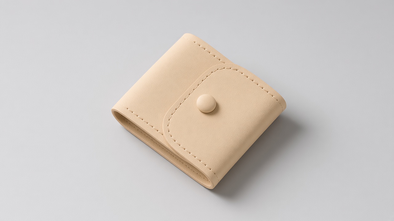 Warm cream beige microfiber jewelry pouch with snap closure