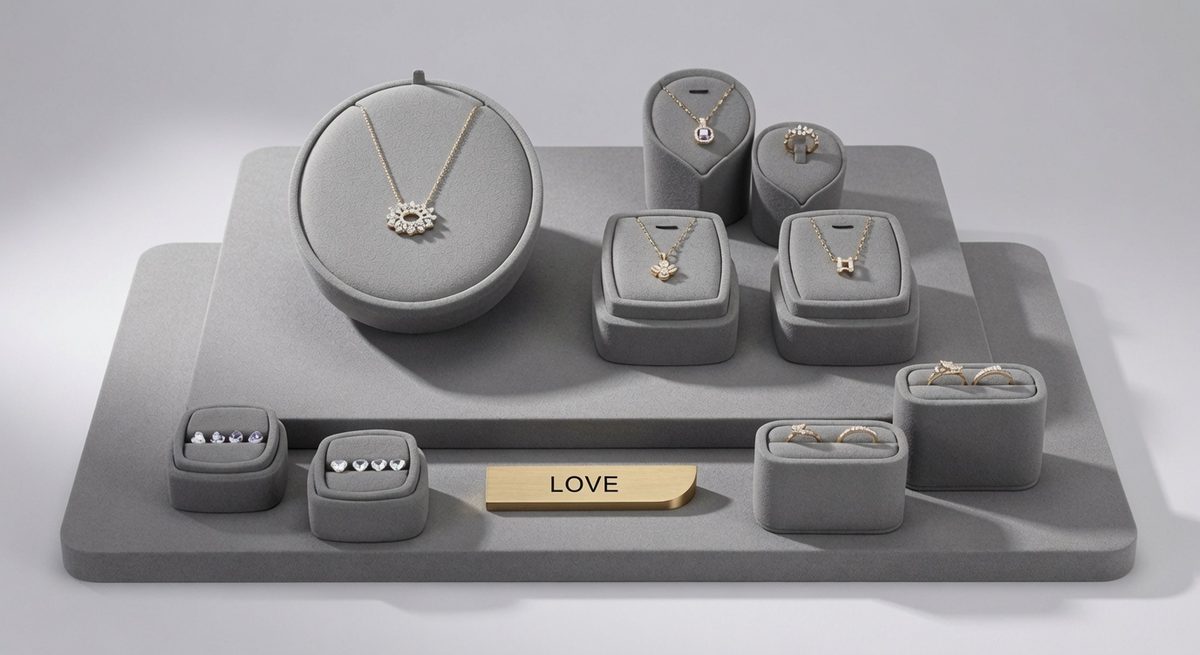 Horizontal jewelry display tray layout