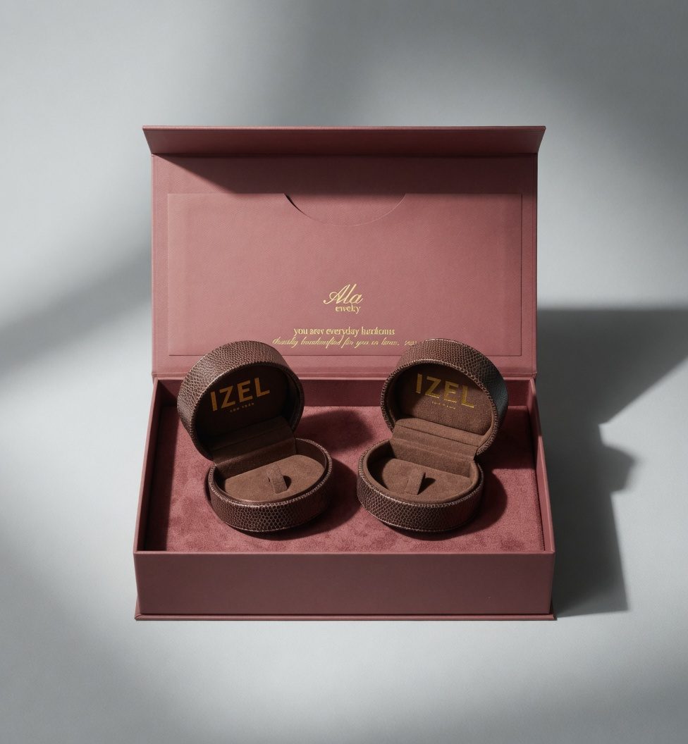 Gascoigne series set box with velvet lining and nested ring boxes