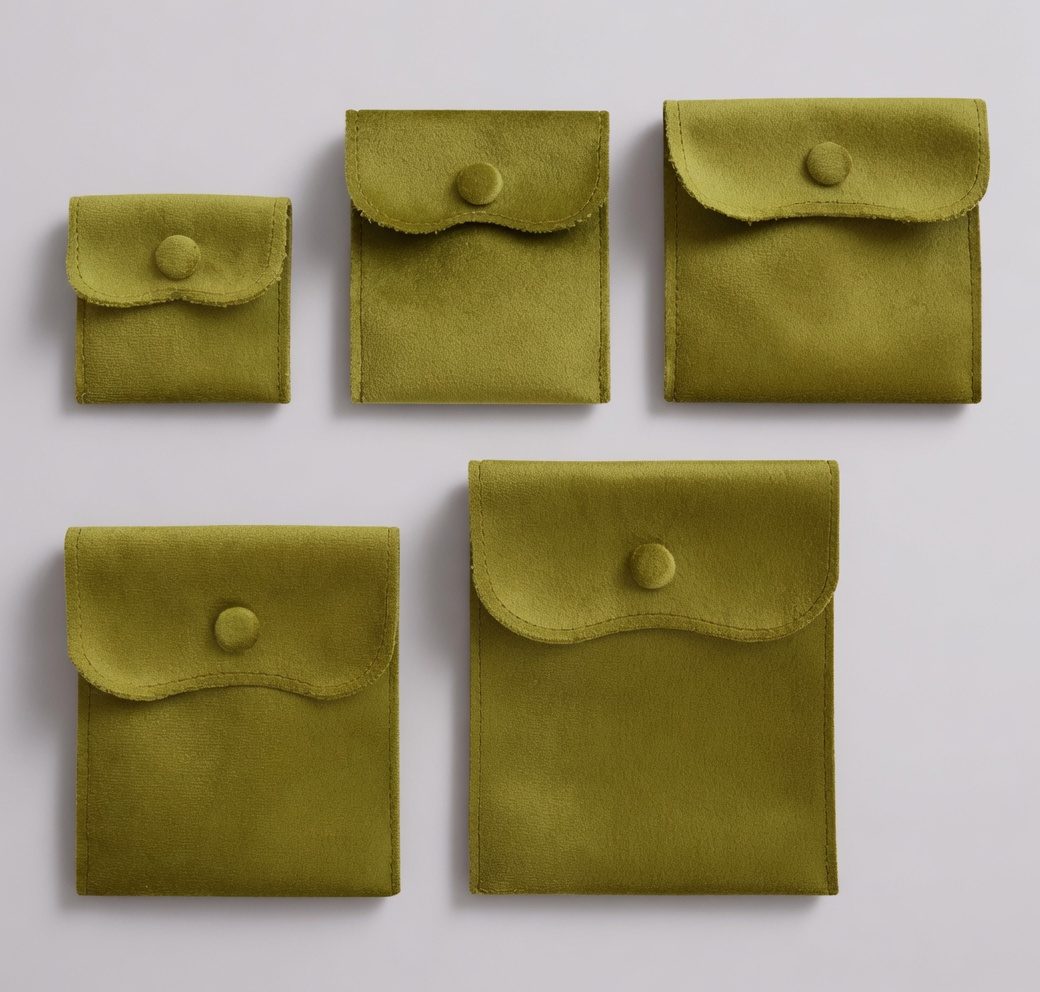 Cream jewelry pouch close-up