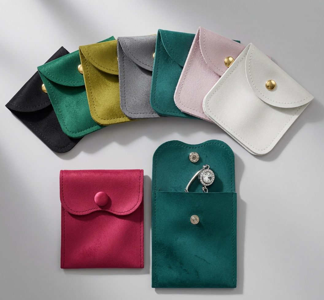 Jewelry pouch with flap and snap